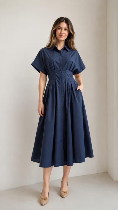 sk-SK Rochie bleumarin din poplin 01260