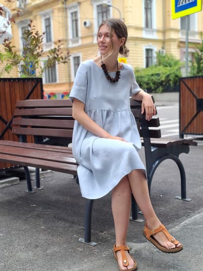 Rochie Martha light blue din in
