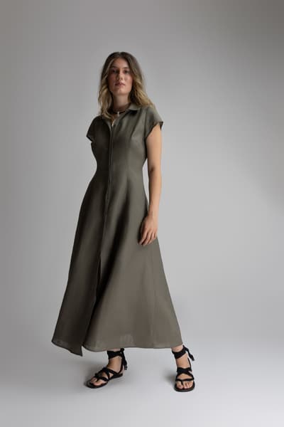 Rochie Sylvie kaki din in