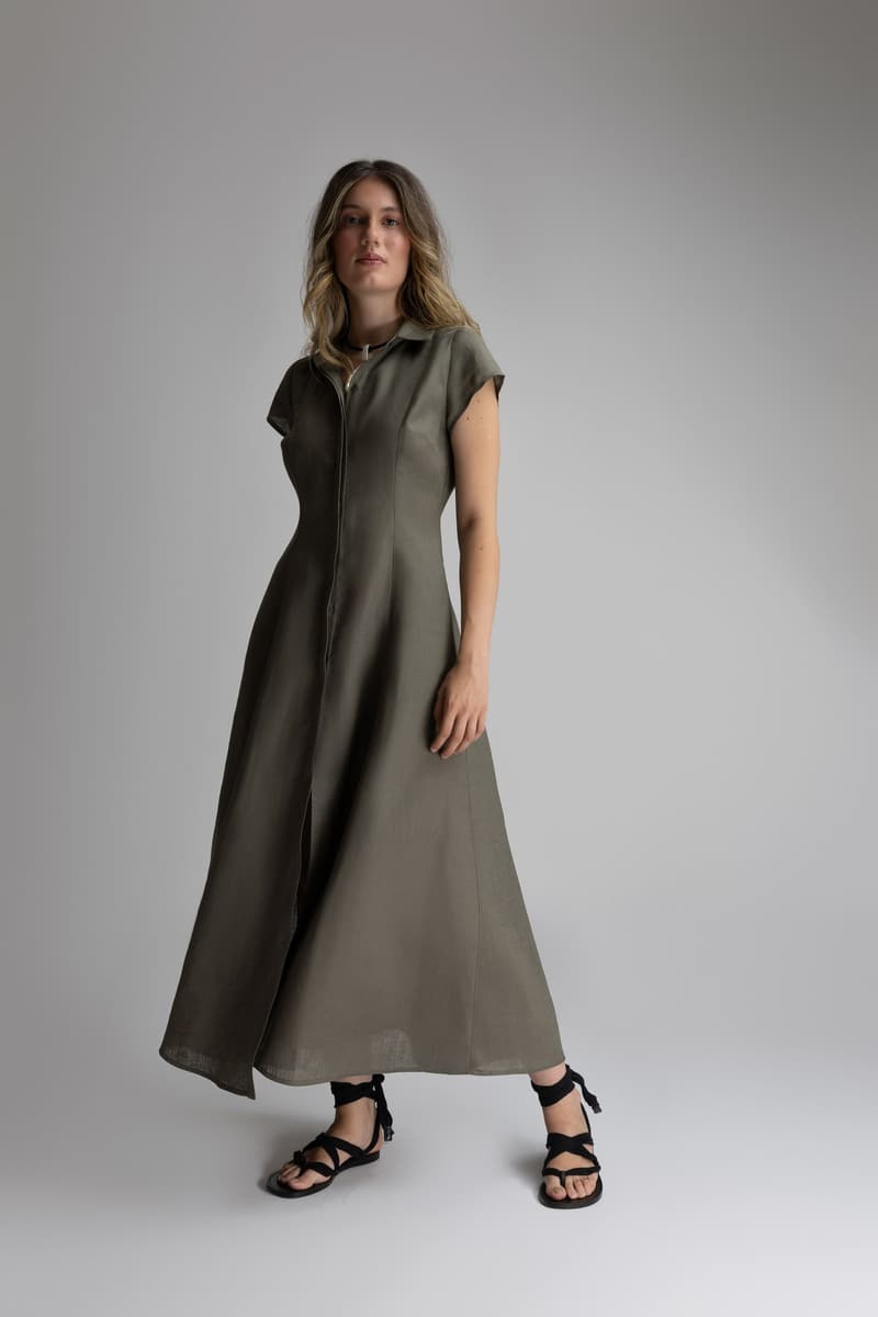 Rochie Sylvie kaki din in