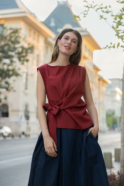 Bluza grena cu fundă 01331