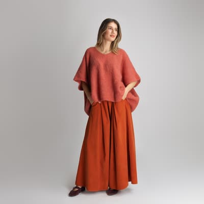Pantalon din reiat teracota 01339