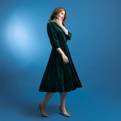 Rochie din catifea dark green