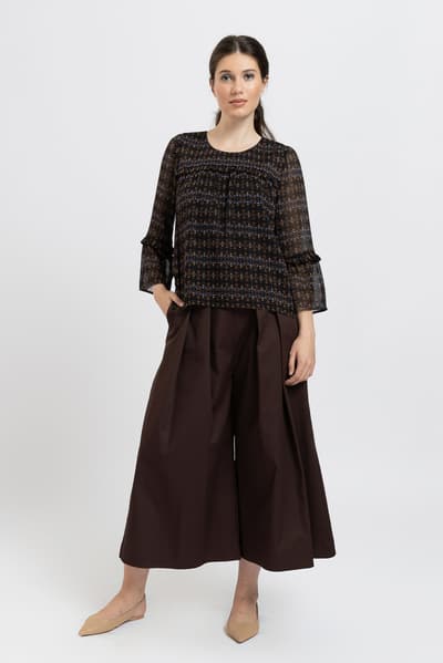 Blusa marrone in voile