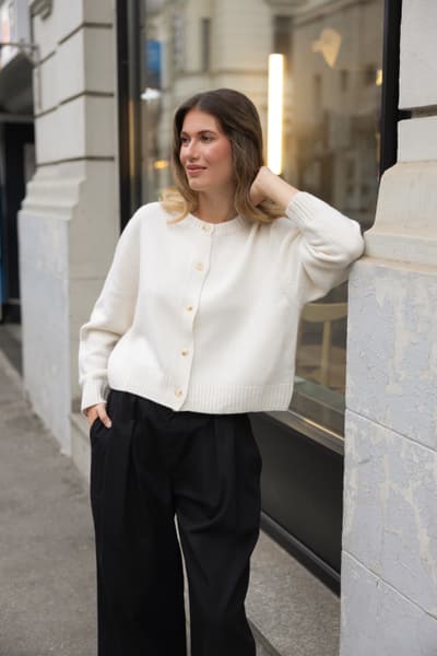 Cardigan ivoire din lana