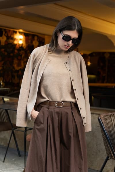 Cardigan camel din casmir 01159