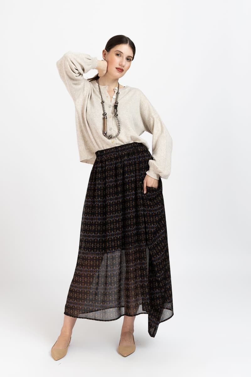 Fustă maro cu colț