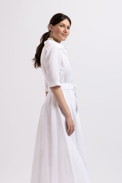 Rochie cămașă albă din in 100%