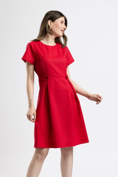 Rochie roșie din in natural