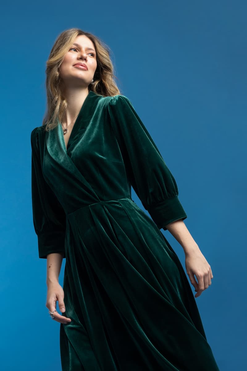 Rochie din catifea dark green