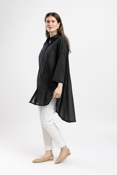 Cămașă lungă neagră 01126