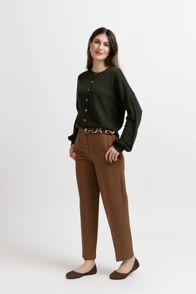 Pantaloni dritti 7/8 cappuccino