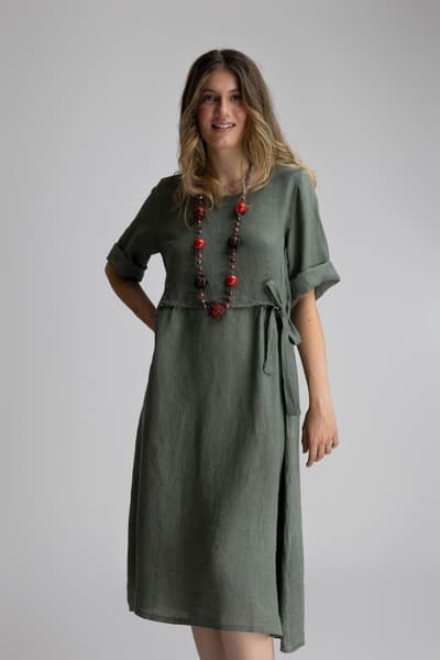 Rochie din in kaki 01306