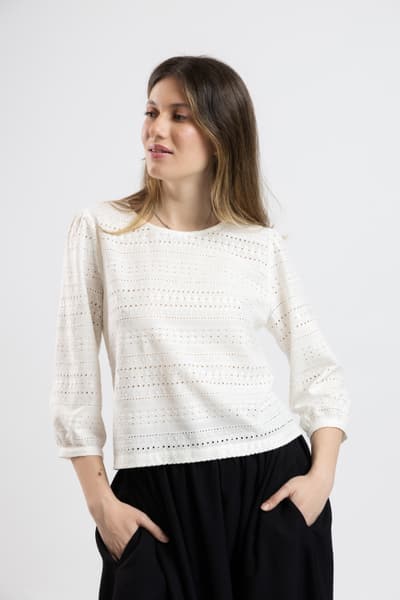 Bluza alba broderie englezeasca
