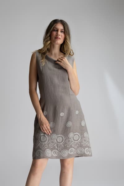 Rochie din in cu broderie 01290