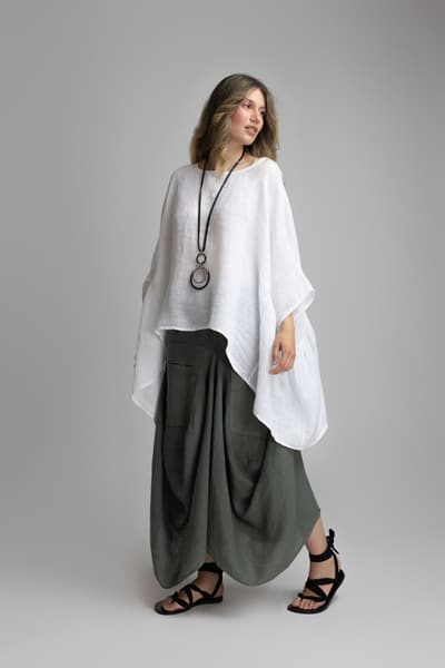 Bluza oversize alba din in 01267