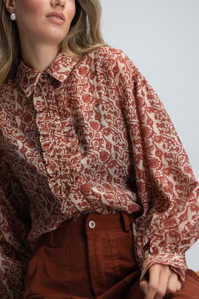 Camasa imprimeu floral rouge