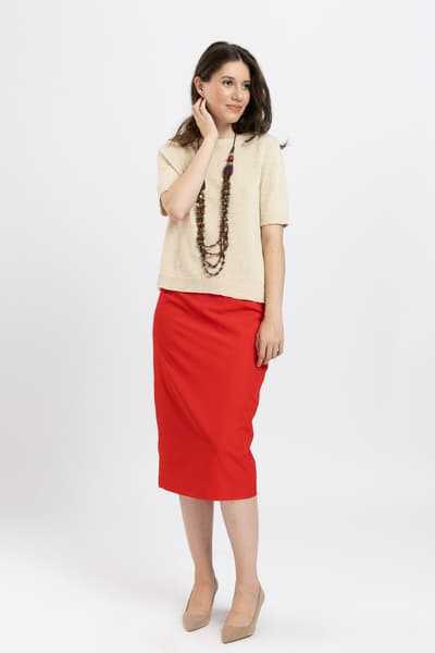 Fustă roșie tip creion