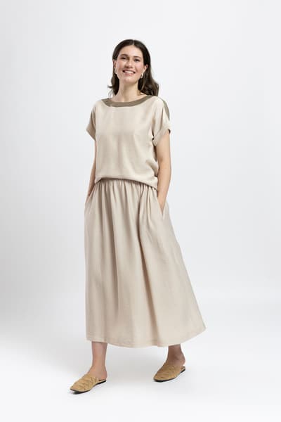 Fustă midi bej
