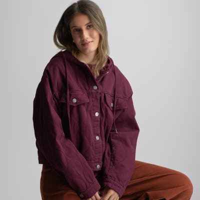 Jacheta bordeaux cu gluga 01363