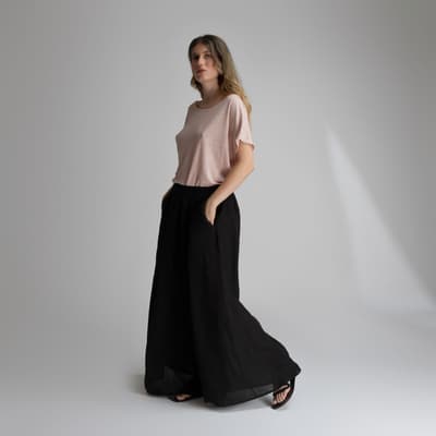 Pantalon negru din in 01294