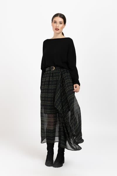 Fustă verde cu colț