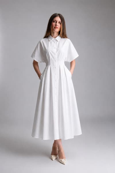 sk-SK Rochie alba din poplin 01261