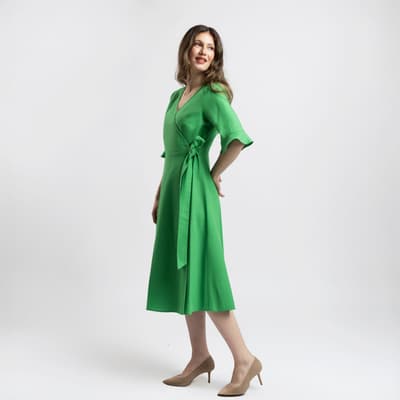 Rochie suprapusă din in verde