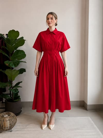 sk-SK Rochie rosie din poplin 01262