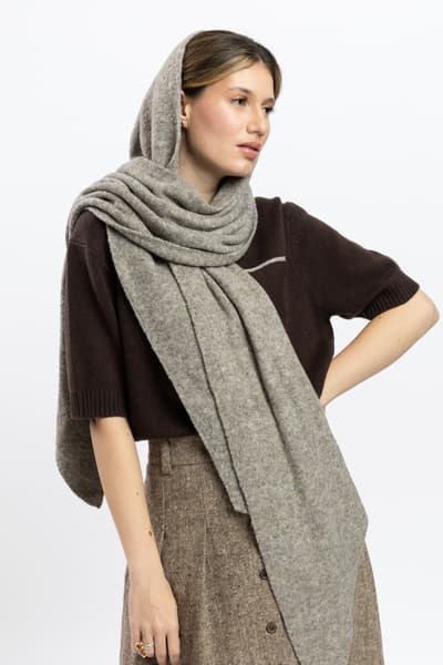 Fular gri tricotat 01197