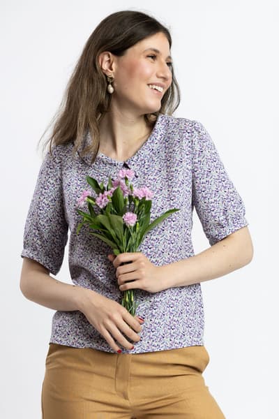 Blusa viola stampa piccola