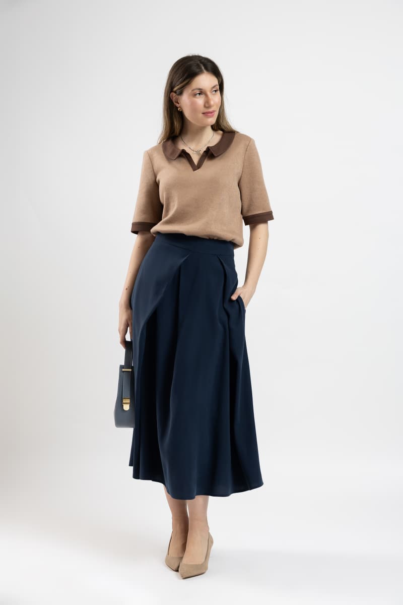 Fusta cu pliuri blue