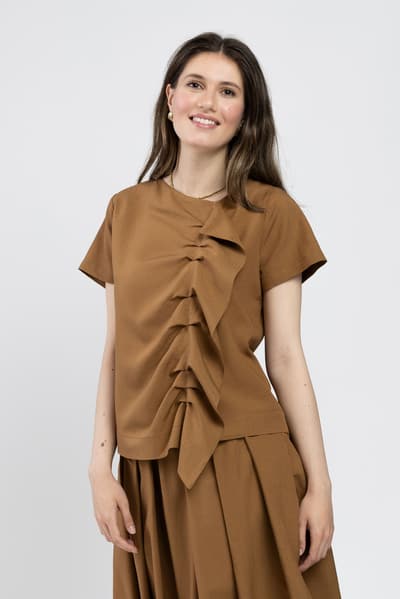 Bluza coffee cu fronseuri