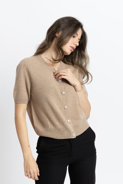 pl-PL Cardigan camel din casmir 01180