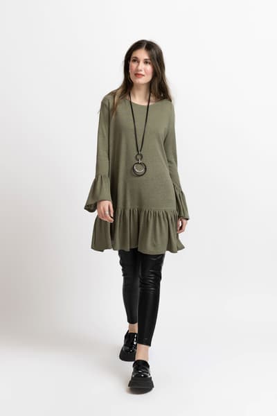 Rochie kaki cu volane