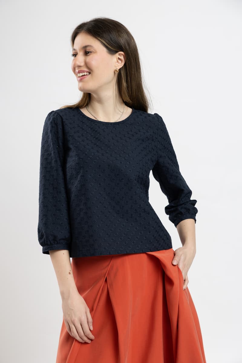 Bluza navy broderie englezeasca