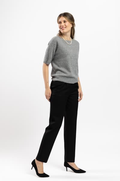 Pantalon negru conic din stofa 