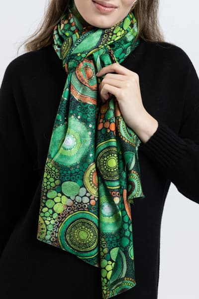 Eșarfă imprimeu cercuri verzi 01059