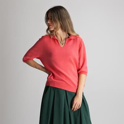 Pulover coral cu guler polo 01347